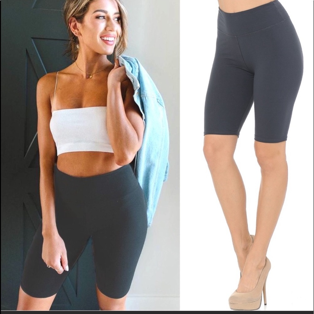 Rich Charcoal, High Waist, Uber Soft, Biker Shorts